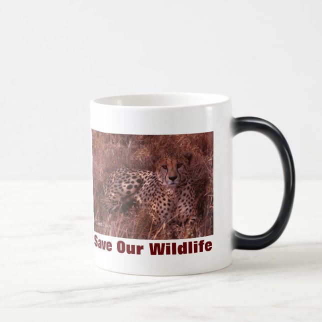 Caneca Mágica Cheetah Stare Salve nossa vida selvagem (Direita)