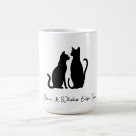 Caneca Mágica Chic Cat Silhout Nome Personalizado Preto e Branco