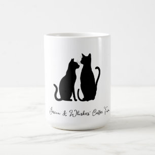Caneca Mágica Chic Cat Silhout Nome Personalizado Preto e Branco