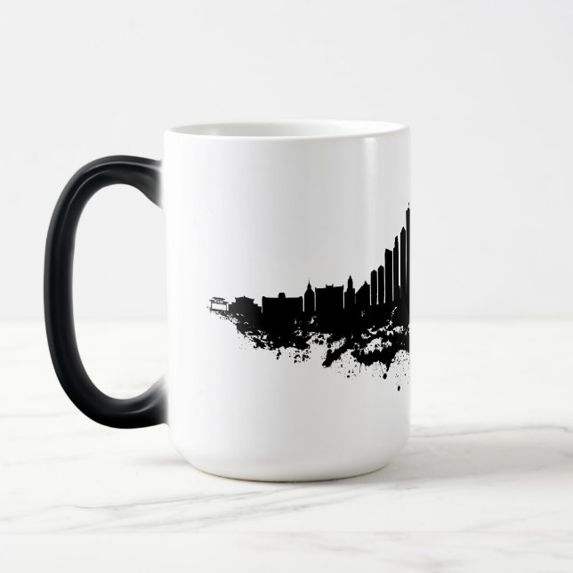 Caneca Mágica Chicago City Skyline Watercolor Black and White (Esquerda)