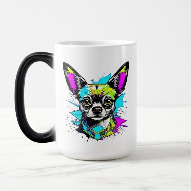 Caneca Mágica Chihuahua Cyberpunk estilo Art Chi Mãe (Esquerda)