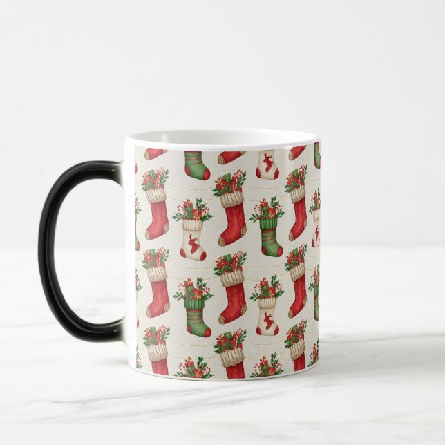 Caneca Mágica Christmas Stockings Seamless Pattern (Esquerda)