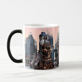 Caneca Mágica Cidade de Fantasia Futurista Arte de Horizonte de 