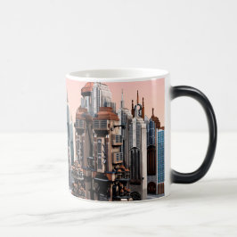 Caneca Mágica Cidade de Fantasia Futurista Arte de Horizonte de 