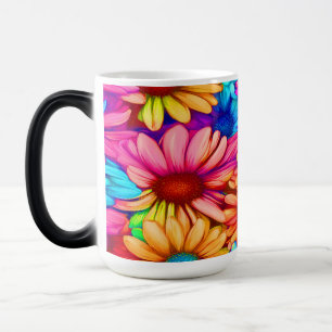 Caneca Mágica Cinzas cor-de-laranja, Abstrato Azul - Cor - de-ro