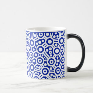 Caneca Mágica Circuito da alienígena - Branco sobre azul