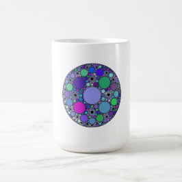 Caneca Mágica Círculos Fractais em Verde Azul Rosa Púrpura