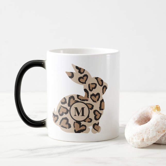 Caneca Mágica Coelhinho de Impressão Leopardo Bonito com Monogra (Com Donut)