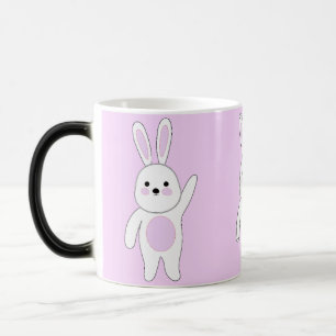 Caneca Mágica Coelho. Branco e rosa.
