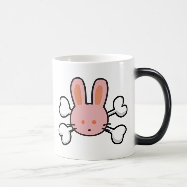 Caneca Mágica coelho rosa Caveira e Ossos Cruzados (Direita)