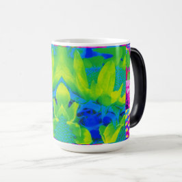 Caneca Mágica Colagem de Jardim de Girassóis em Patchwork Abstra