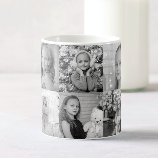 Caneca Mágica Colagem Fotográfica Personalizada De Preto E Branc (Criador carregado)