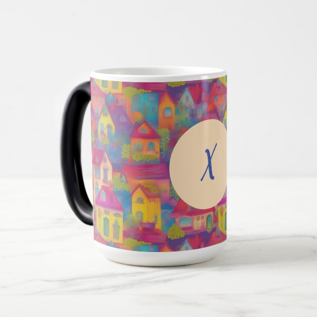Caneca Mágica Colirgul Personalizado e Casas Felizes Sem Olhos (Frente Esquerda)