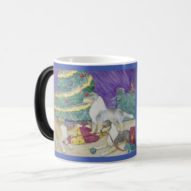 Caneca Mágica Collies Morphing Mug de Natal (Frente Esquerda)