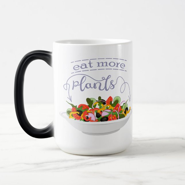 Caneca Mágica Coma mais plantas com cartazes de motivação de sal (Esquerda)