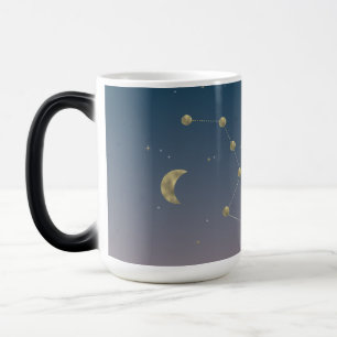 Caneca Mágica Constelação Ombré Art Azul e Dourado
