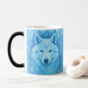 Caneca Mágica Cool Blue Geometric Wolf Low Poly Abstract Morphin