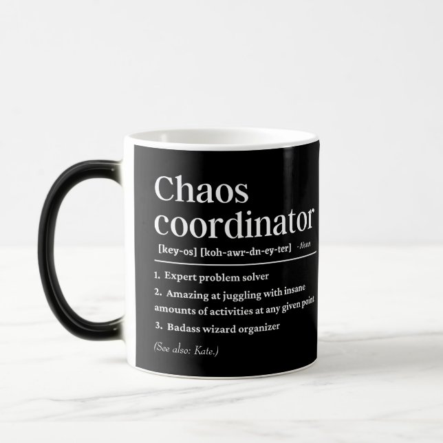 Caneca Mágica Coordenador de Caos Personalizado Definição Engraç (Esquerda)