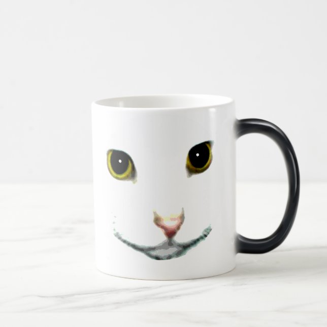Caneca Mágica Copo Morphing da cara branca do gato (Direita)