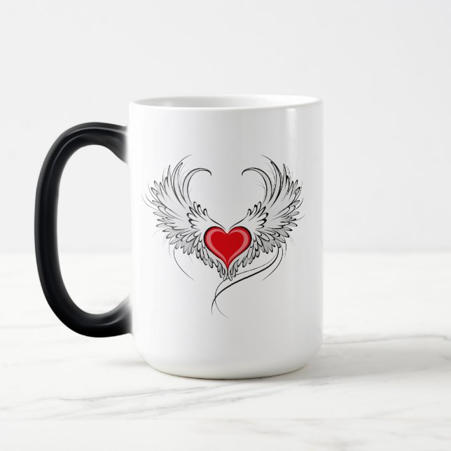 Caneca Mágica Coração Anjo Vermelho com asas (Esquerda)