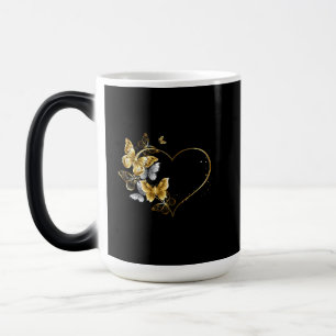 Caneca Mágica Coração com Borboletas Ouros