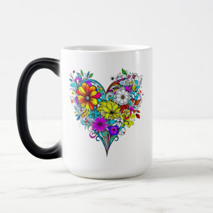 Caneca Mágica Coração Floral Personalizado