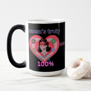 Caneca Mágica Coração Retro Rosa Mãe Mamãe Mãe Vintage