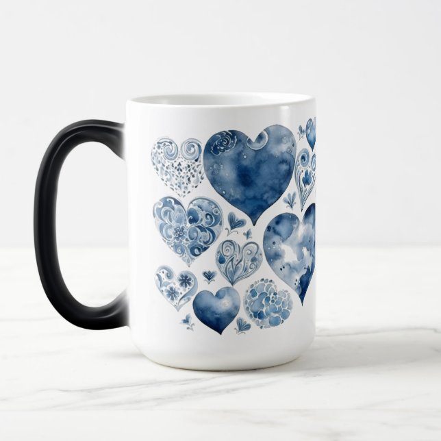 Caneca Mágica Corações no Azul Delft (Esquerda)