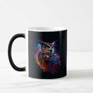 Caneca Mágica Coruja Espacial Colorida