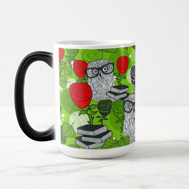Caneca Mágica Coruja nas rosas vermelhas (Esquerda)