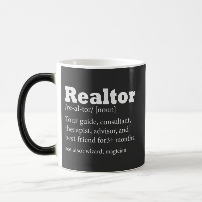 Caneca Mágica Cotação Funny do Agente Imobiliário Realtor (Esquerda)