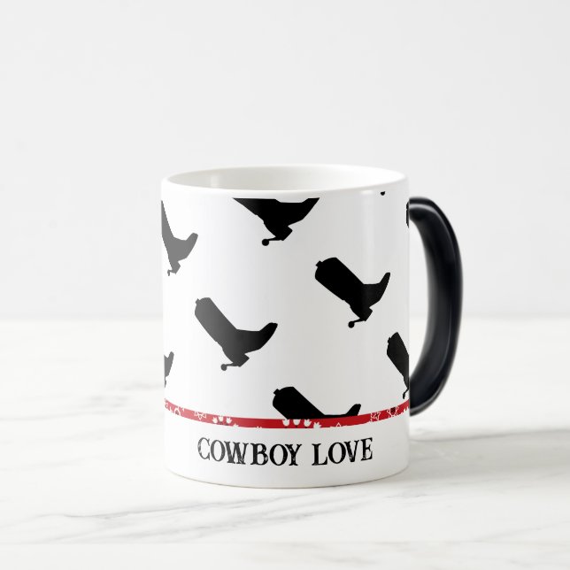 Caneca Mágica Cowboy Love Boots Silhouette Patterno Red Bandana (Frente Esquerda)