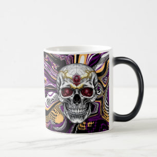 Caneca Mágica Cranio de açúcar roxo e preto de Halloween 