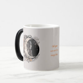 Caneca Mágica Create Your Own Boho Peach & Gray Floral Moon
