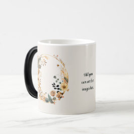 Caneca Mágica Create Your Own Boho Teal & Gold Floral Moon