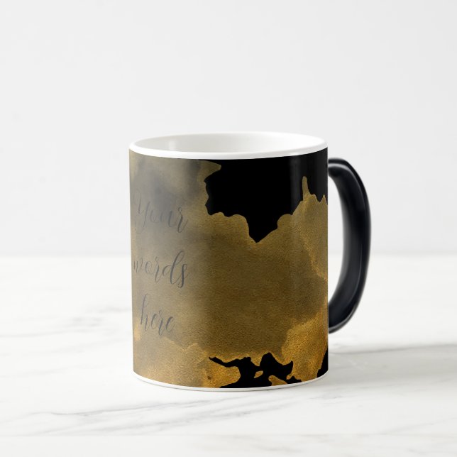 Caneca Mágica Crie o seu próprio Tabuleiro Dourado Splash Preto (Frente Esquerda)