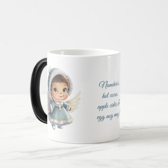 Caneca Mágica Crie seu natal de anjo, uma garota bonita (Frente Esquerda)