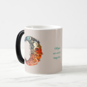 Caneca Mágica Crie Seu Próprio Boho Lua Floral 3D Colorido
