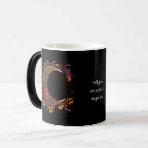 Caneca Mágica Crie Seu Próprio Boho Lua Floral Dourada