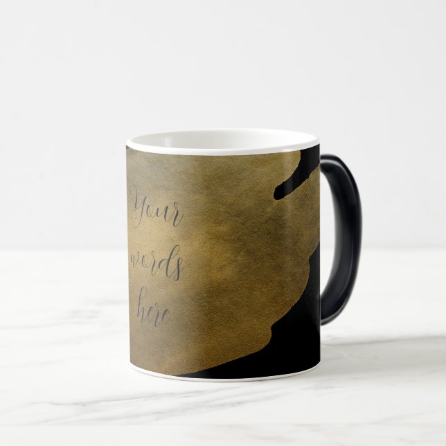 Caneca Mágica Crie seu próprio Dourado Esfregão Preto (Frente Esquerda)
