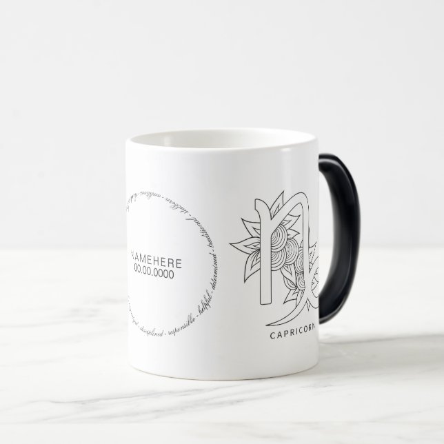 Caneca Mágica Crie seu próprio e elegante capitão preto e branco (Frente Esquerda)