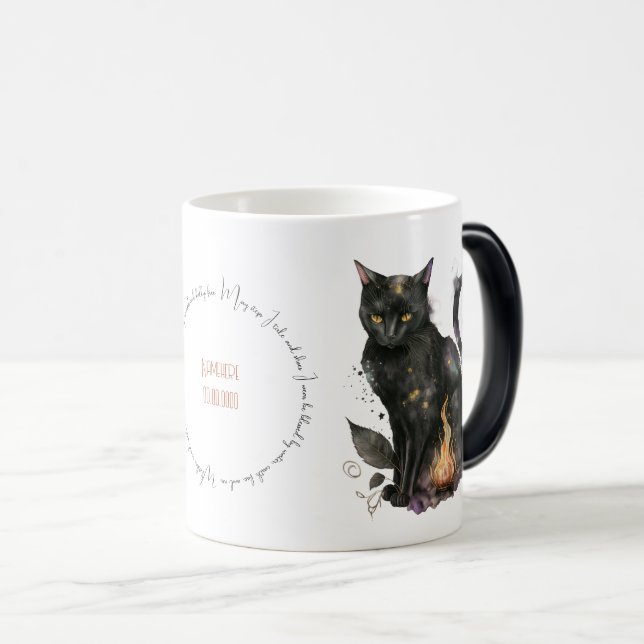 Caneca Mágica Crie seu próprio Gato Preto Mágico (Frente Esquerda)