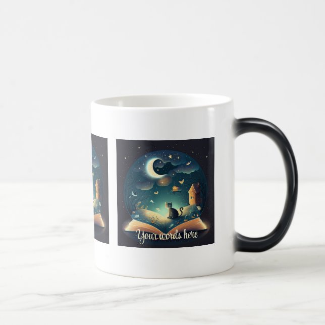 Caneca Mágica Crie seu próprio Gato Preto Místico e Grimoire (Direita)