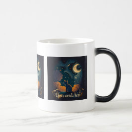 Caneca Mágica Crie Seu Próprio Gato Preto Místico Sob Lua