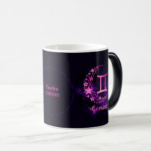 Caneca Mágica Crie seu próprio Gemini Celestial Roxo Zodiac