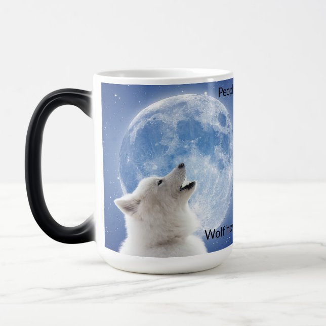 Caneca Mágica Crie Seu Próprio Lobo Bonito. | Azul Lua céu abert (Esquerda)