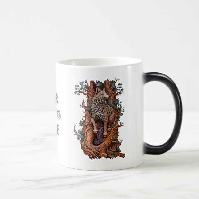 Caneca Mágica Crie Seu Próprio Lobo Faux Bois de Madeira Esculpi (Direita)