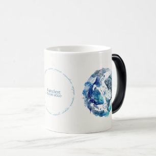 Caneca Mágica Crie seu próprio Peixes azuis com aquarela Zodiac