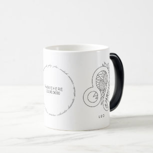 Caneca Mágica Crie seu próprio preto e branco Elegante Leo Zodia