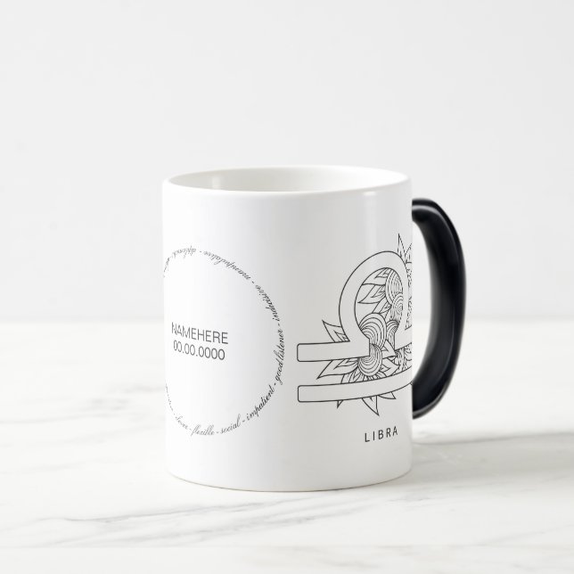 Caneca Mágica Crie seu próprio preto e branco legante Zodiac (Frente Esquerda)